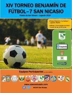 Cartel XIV Torneo Benjamín Fútbol 7 San Nicasio 2019